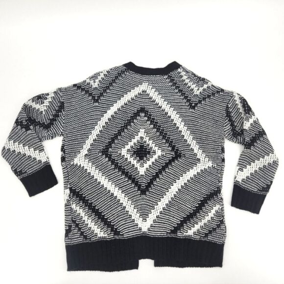 H&M Jacquard Knit Cardigan Size Small Womens Black White Long Sleeves Open Front - Picture 2 of 6